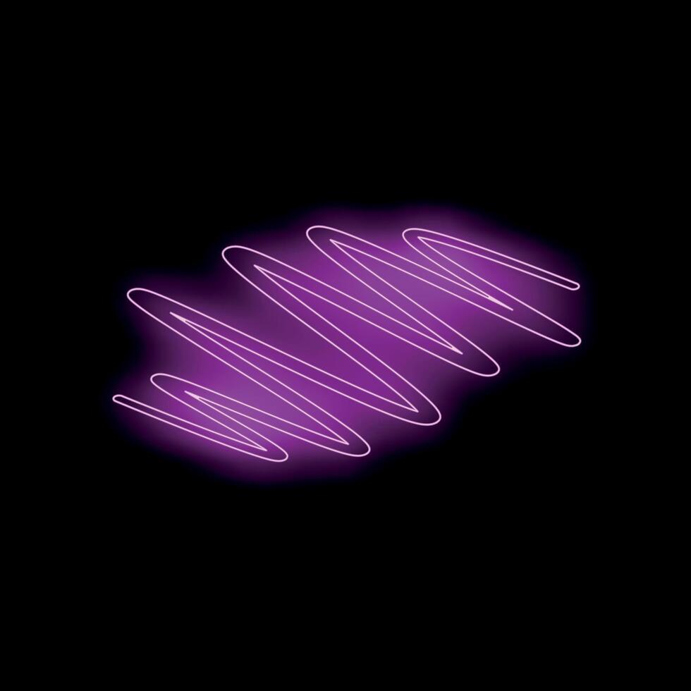 Glowing purple neon squiggle zig zag line drawing vector