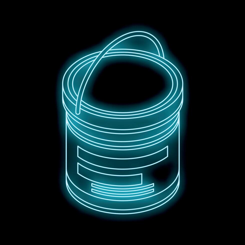 Neon paint can glowing on black background vector