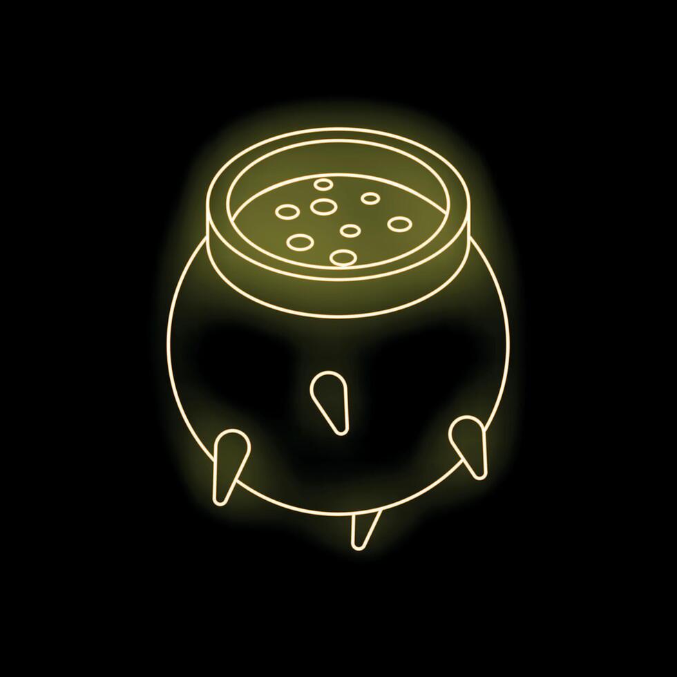 Neon yellow witch's cauldron bubbling with a magic potion vector