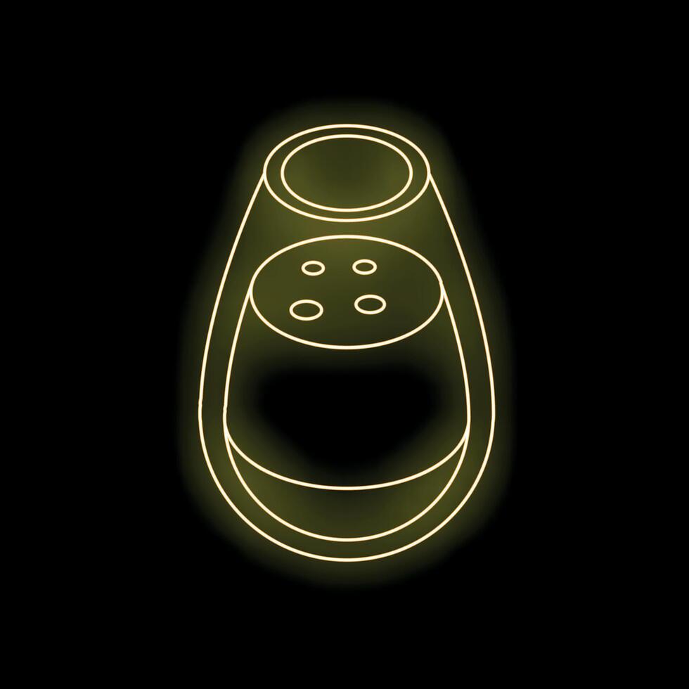 Neon icon of smart speaker assistant listening for voice command vector