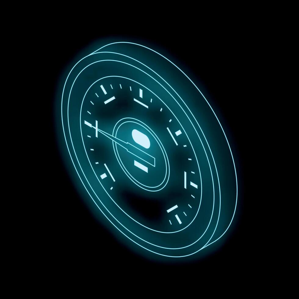 Futuristic speedometer glowing on black background vector