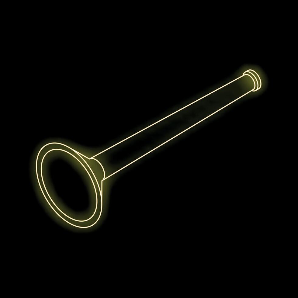 Neon yellow engine valve glowing on black background vector