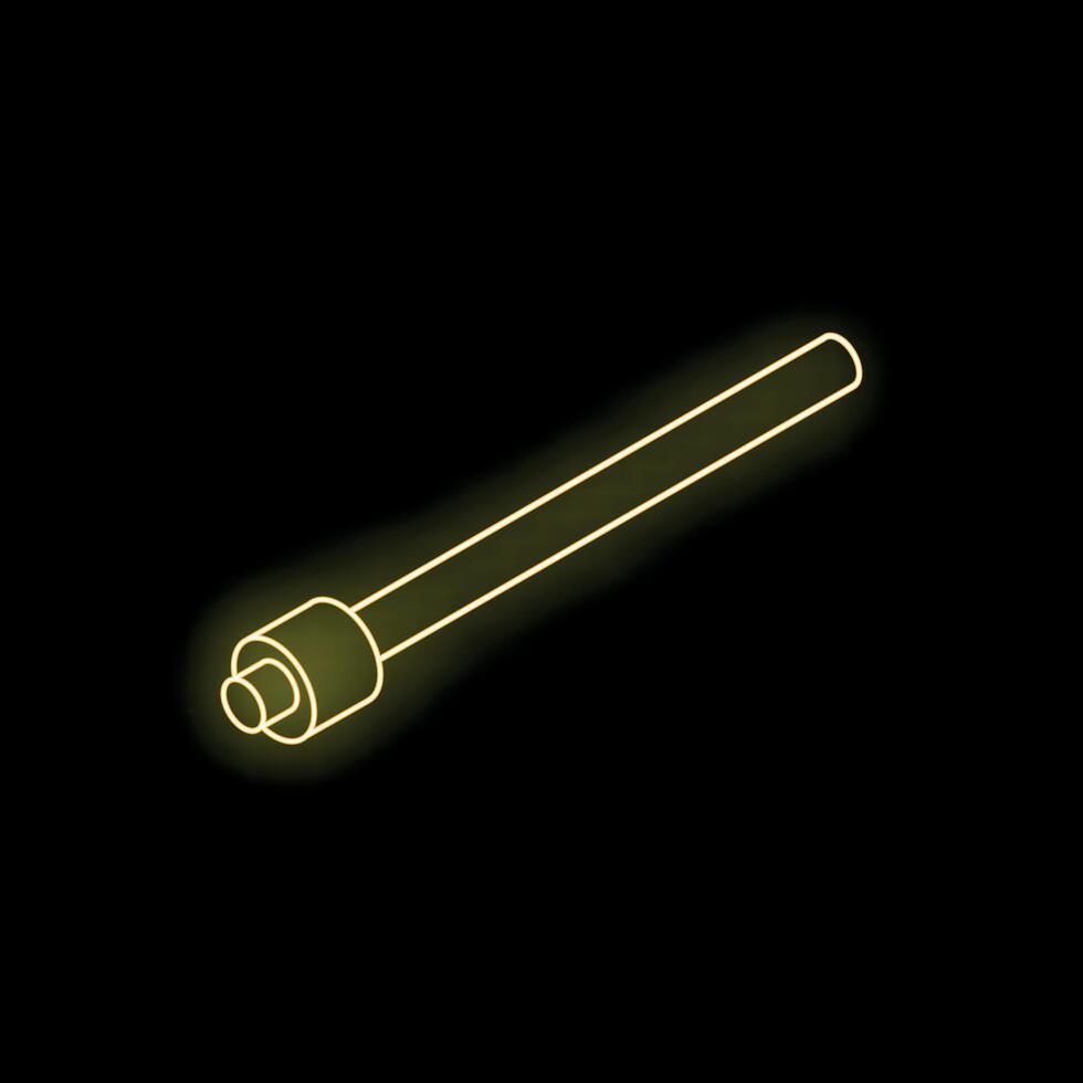 Neon yellow car axle shaft isometric view on black background vector