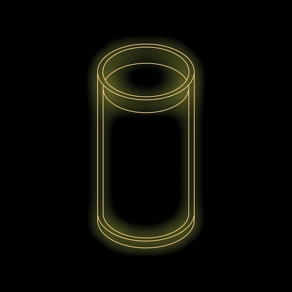 Yellow neon sign showing a soda can on black background vector