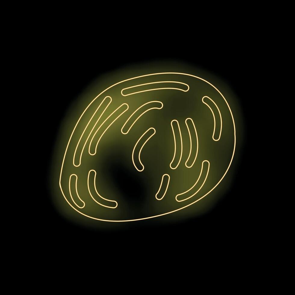 Neon yellow mitochondria providing cellular energy on black background vector