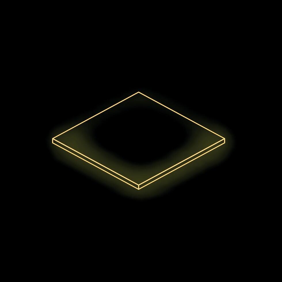 Yellow neon square glowing on dark background vector