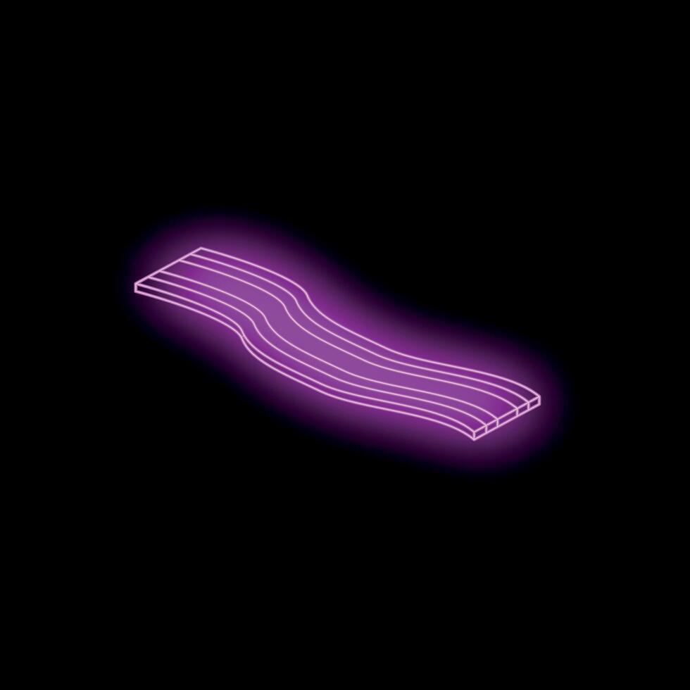 Wavy bacon strip neon sign on black background vector