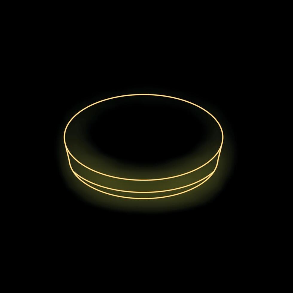 Neon yellow circle glowing on black background vector