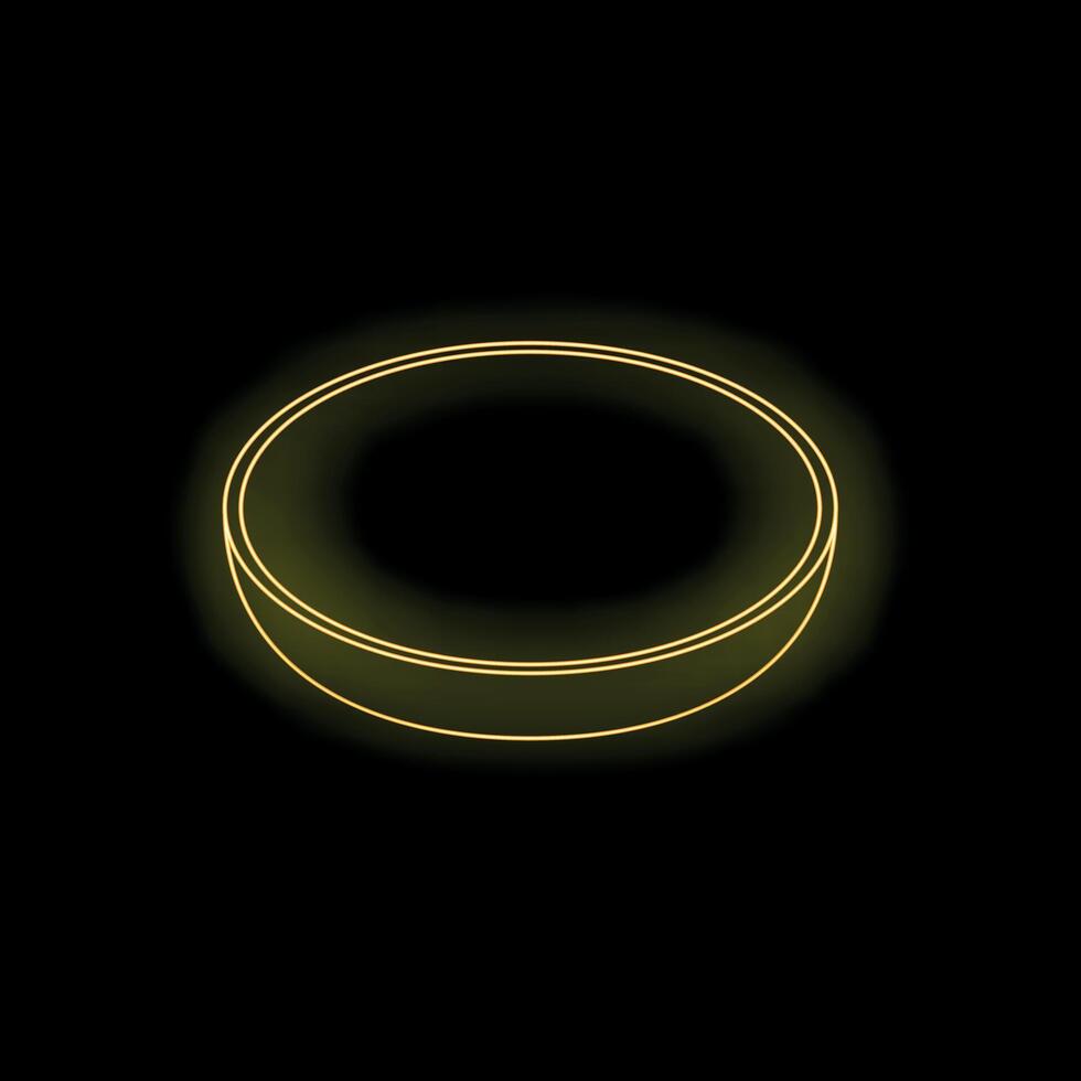 Golden neon circle glowing on dark background vector