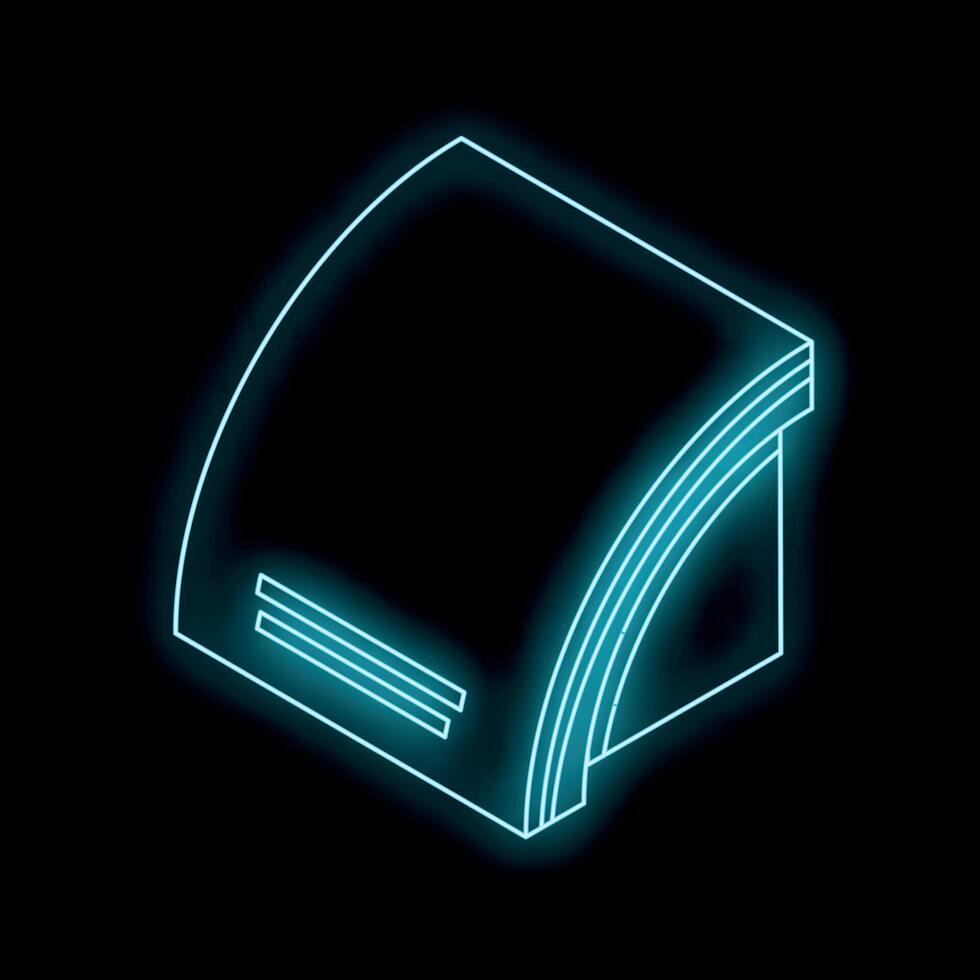 Blue neon brochure mockup on black background glowing vector