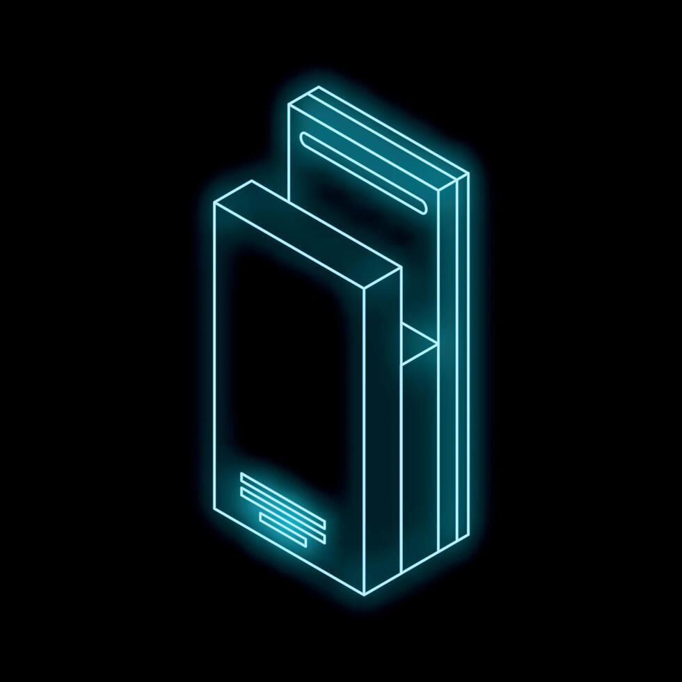 Neon icon of automatic hand dryer blowing warm air vector