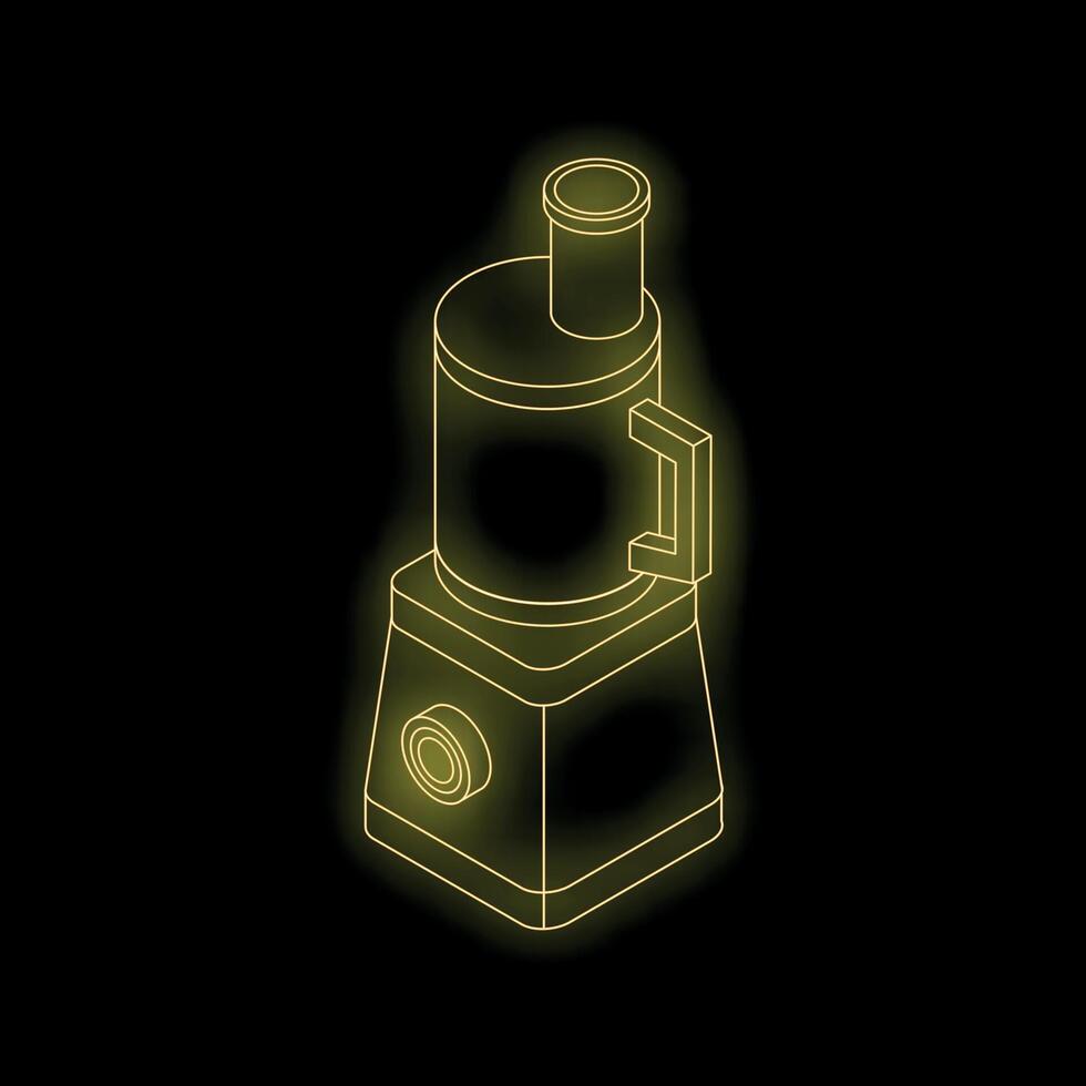 Glowing neon line drawing of a blender on a black background vector