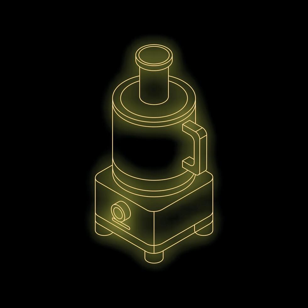 Electric blender glowing yellow neon light isometric view vector