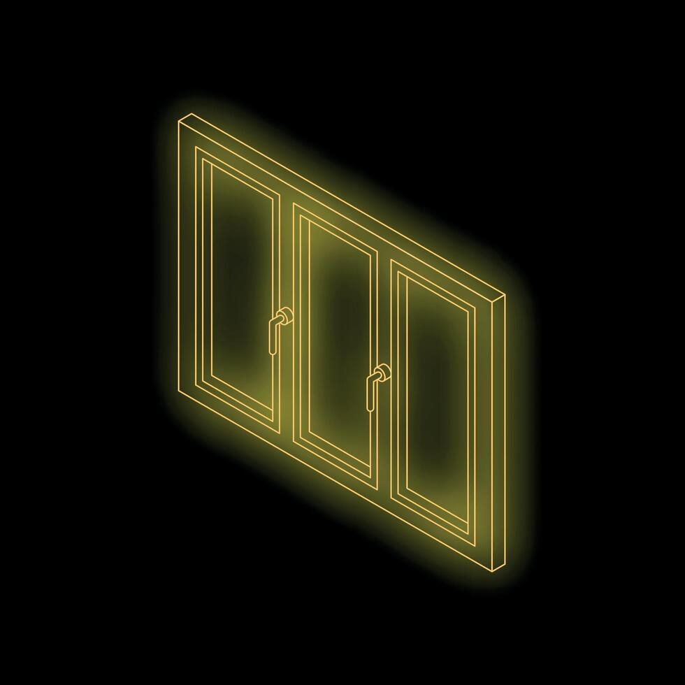 Glowing neon window frame on black background vector