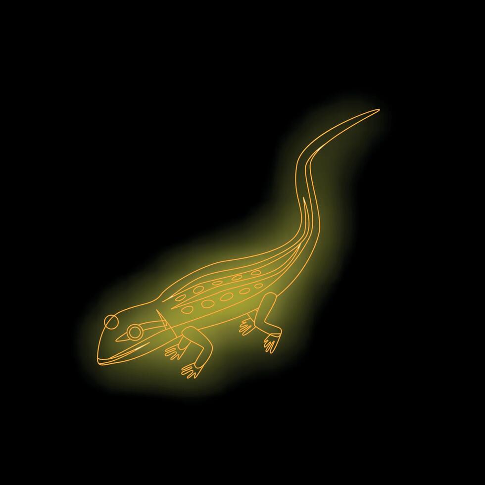 Neon lizard glowing on black background vector