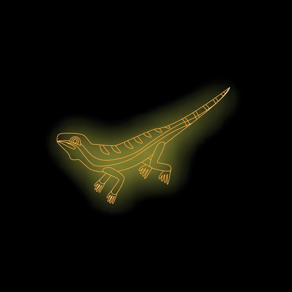 Neon lizard icon crawling in yellow light vector