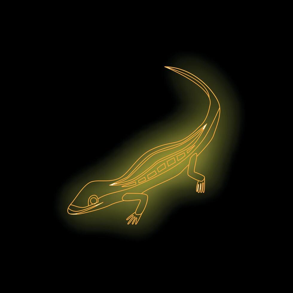 Neon lizard crawling in glowing yellow light vector