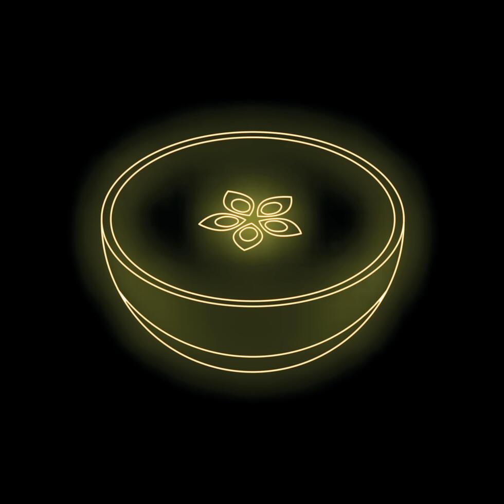 Neon glowing kiwi fruit slice on a black background vector