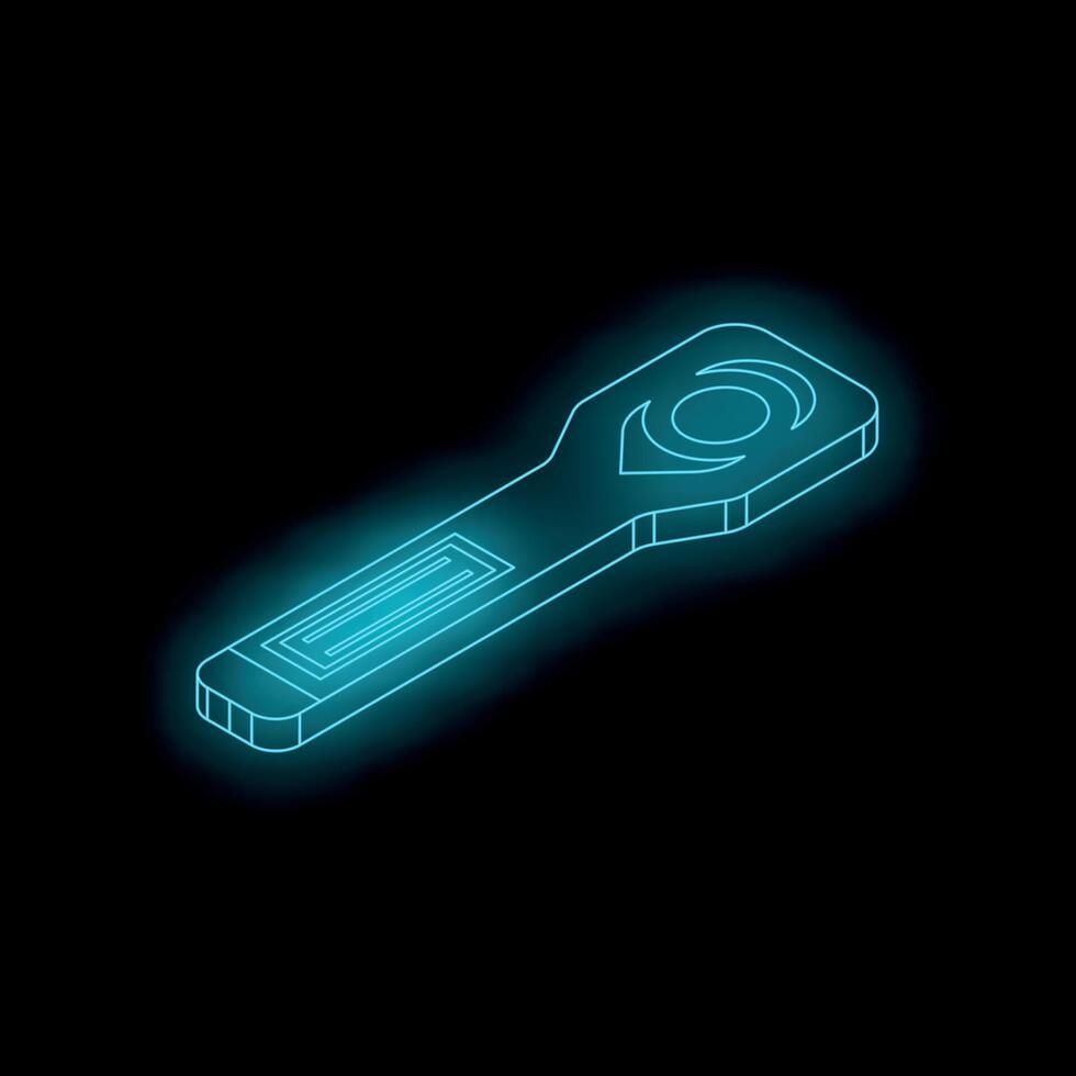 Glowing neon metal detector icon illustrating security concept vector