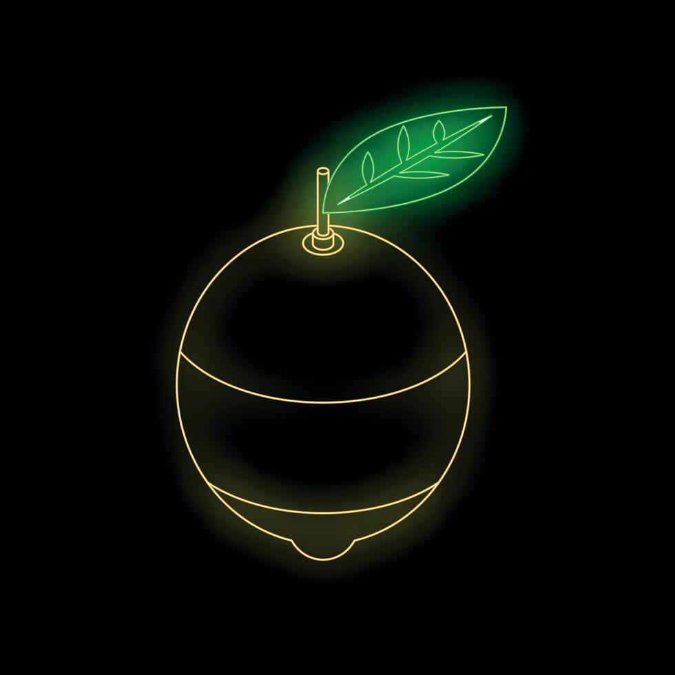 Neon orange fruit glowing on black background vector
