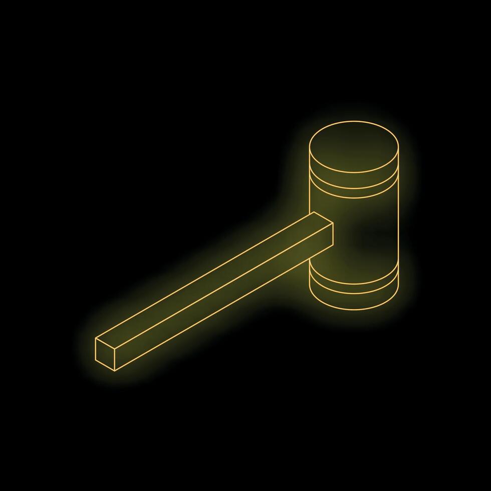 Yellow neon gavel striking surface creating light streaks vector