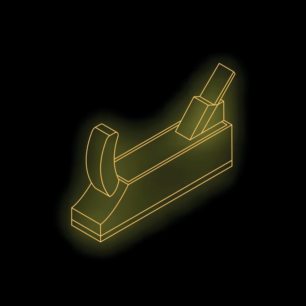 Neon wood plane glowing on black background vector