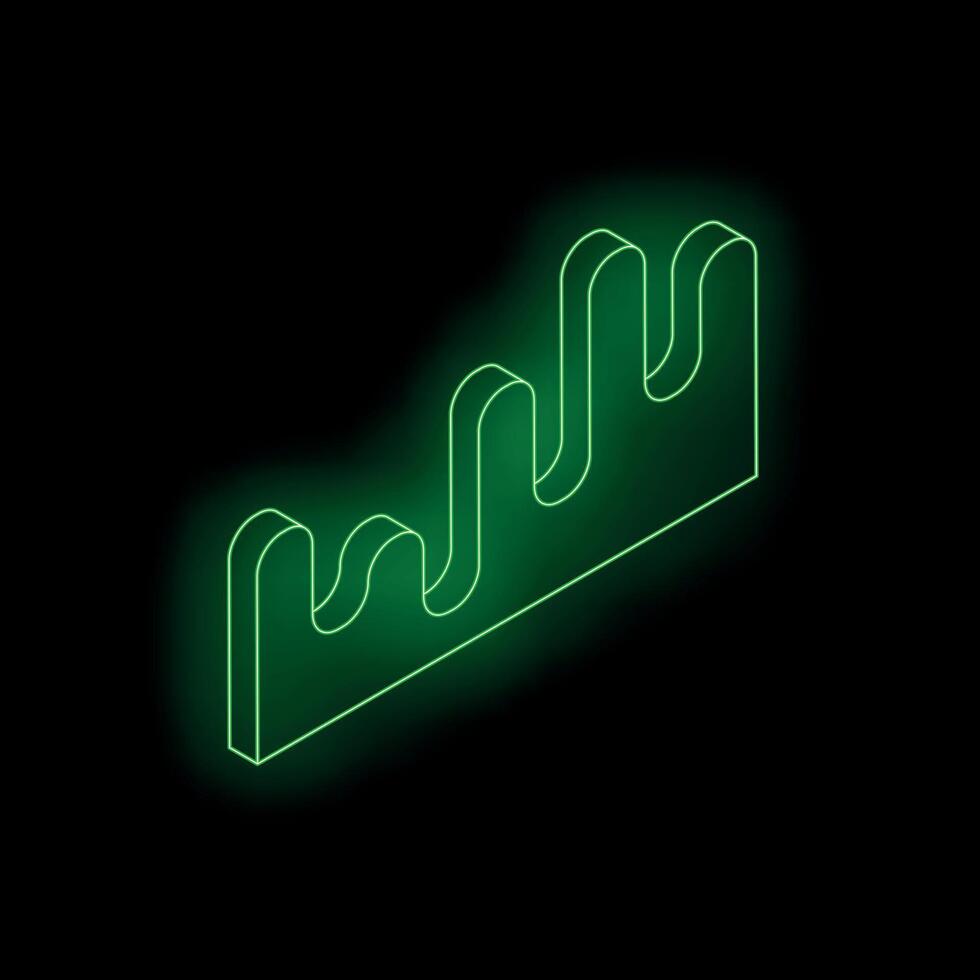 Green neon line graph showing growth on a dark background vector