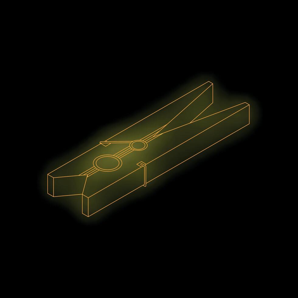 Gold clothes peg shining in the dark isometric view vector