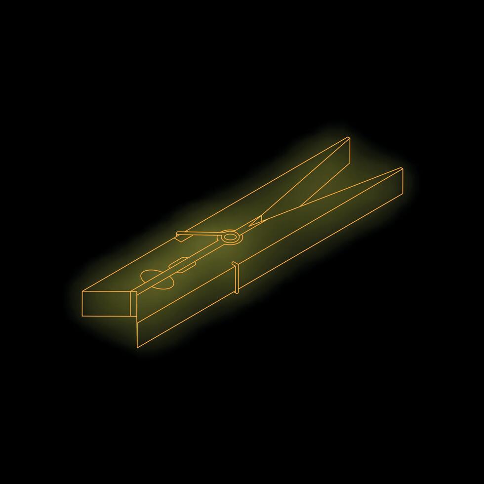 Golden clothes peg shining on black background vector