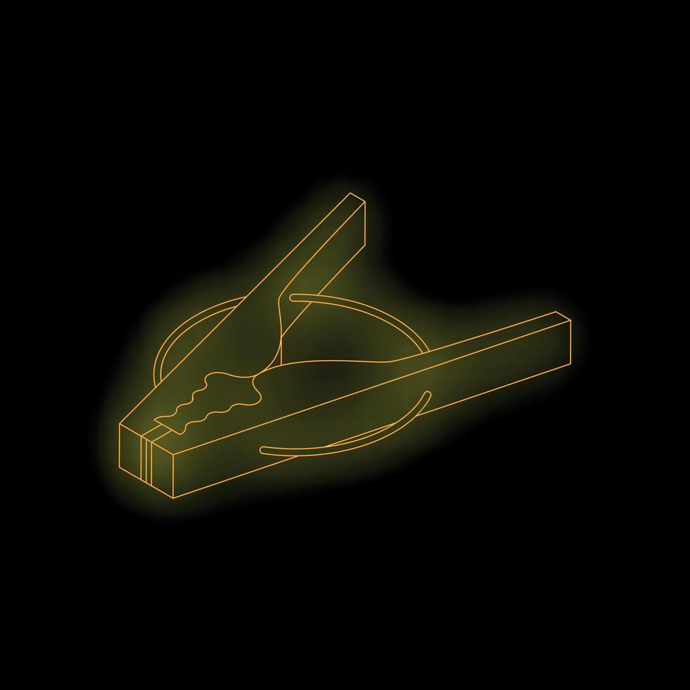 Glowing neon icon of clothes peg on black brick wall background vector