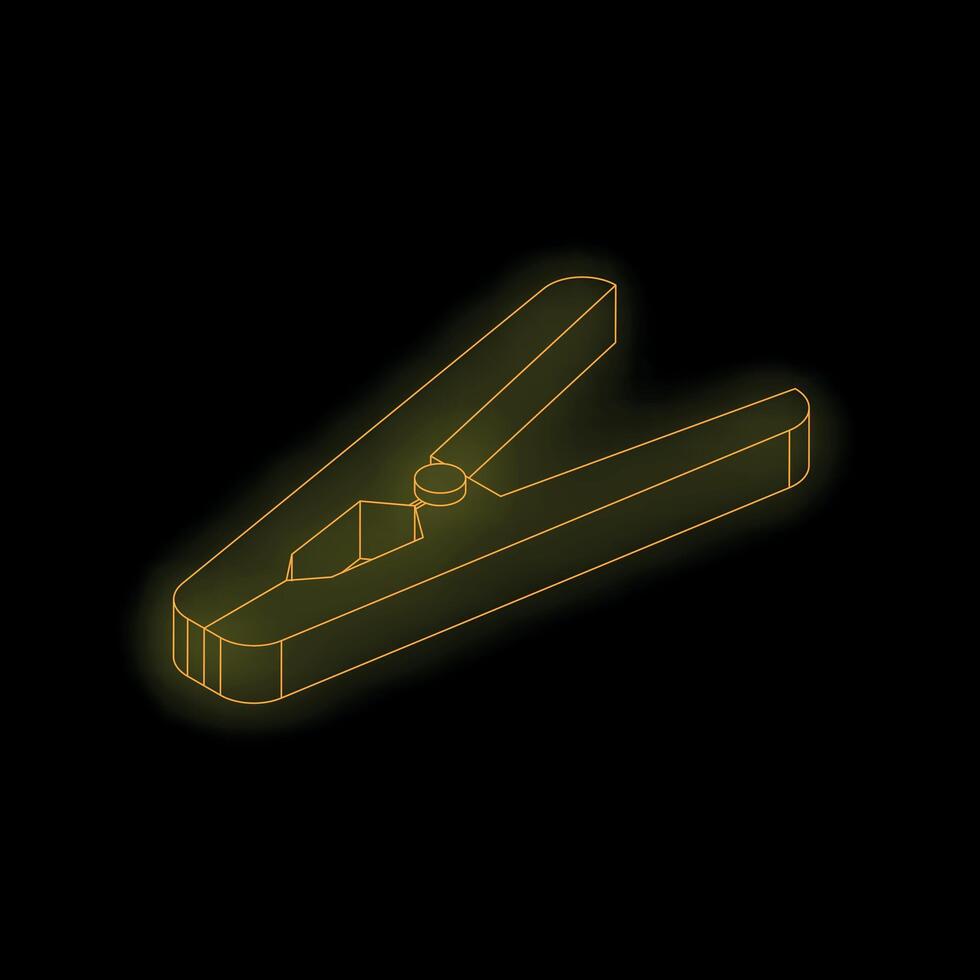 Glowing neon line clothes peg icon isolated on black background vector