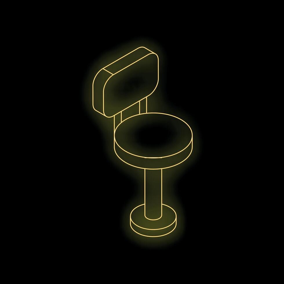 Yellow neon sign showing a bar stool on black background vector