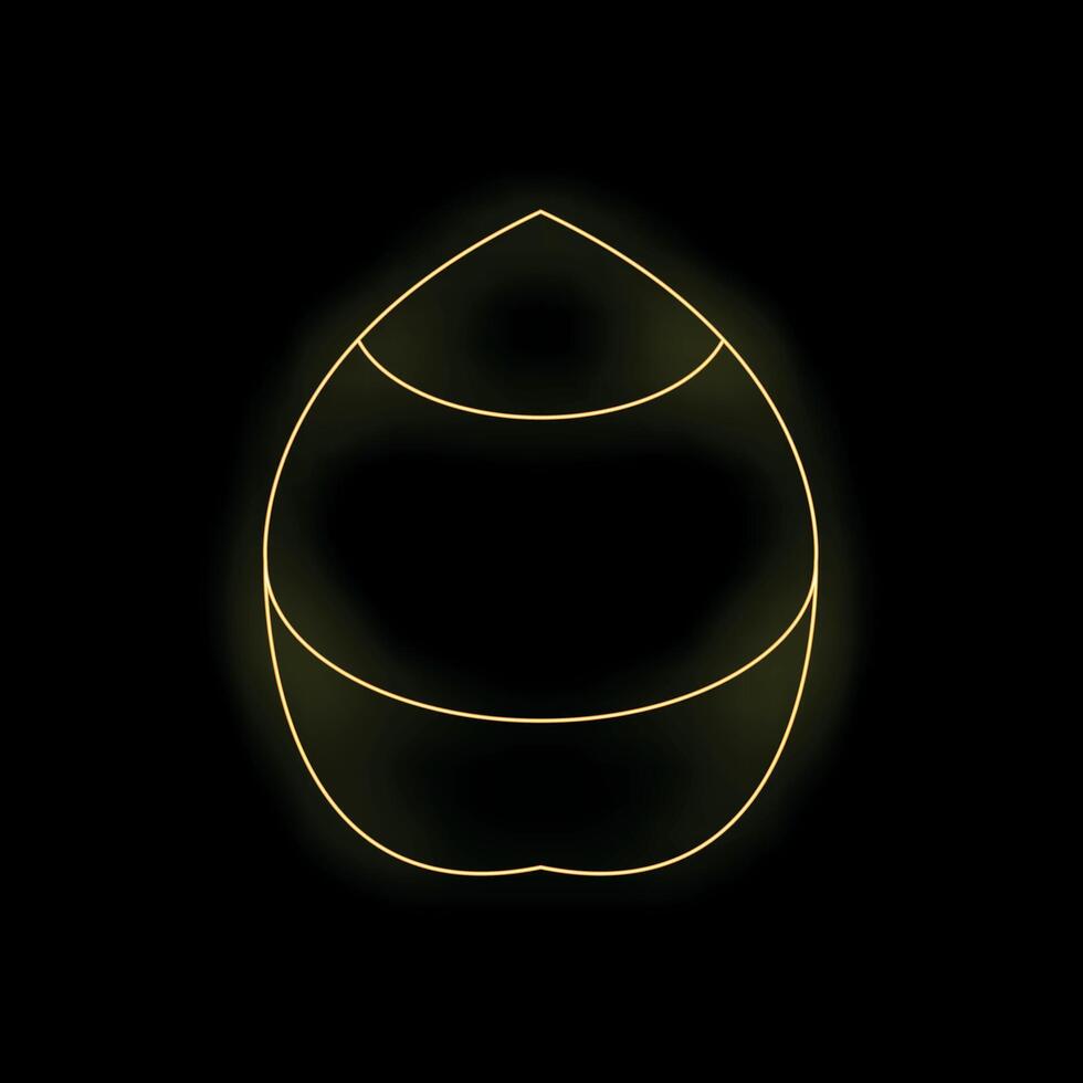 Neon yellow coconut glowing on black background vector