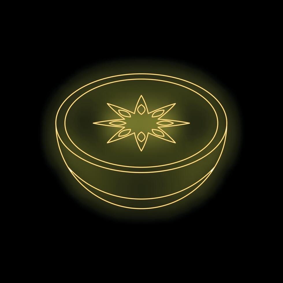 Neon kiwi fruit glowing on black background vector