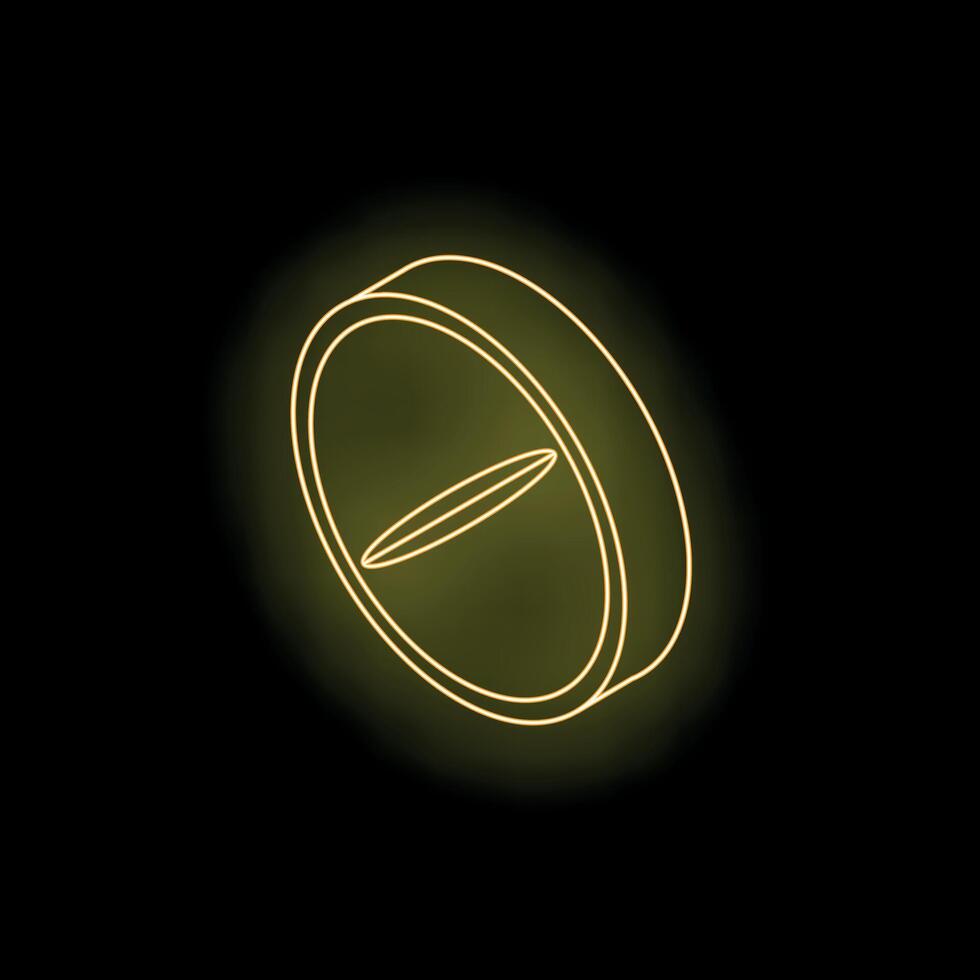 Neon yellow pill glowing on black background vector