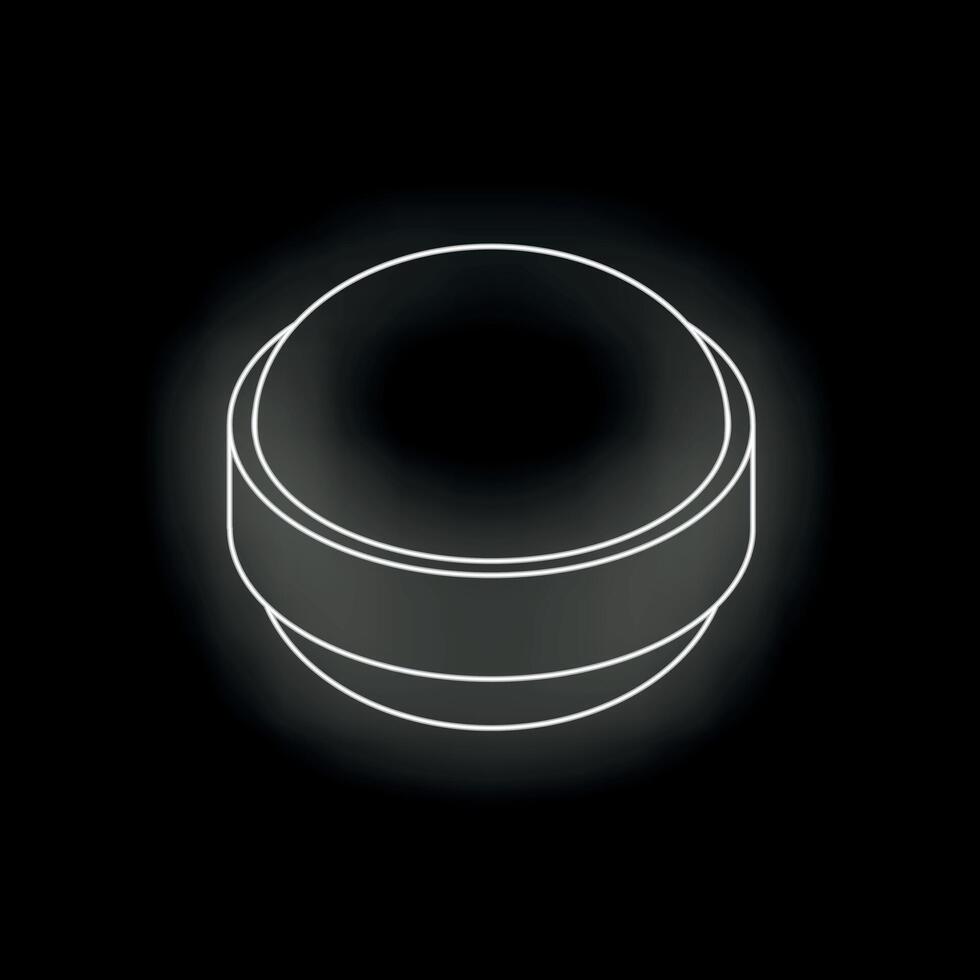 White glowing outline of smart speaker floating on black background vector
