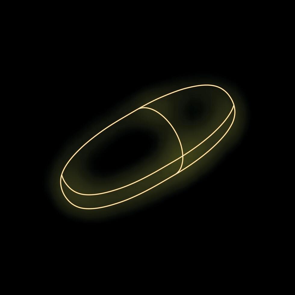 Neon yellow pill glowing on black background vector