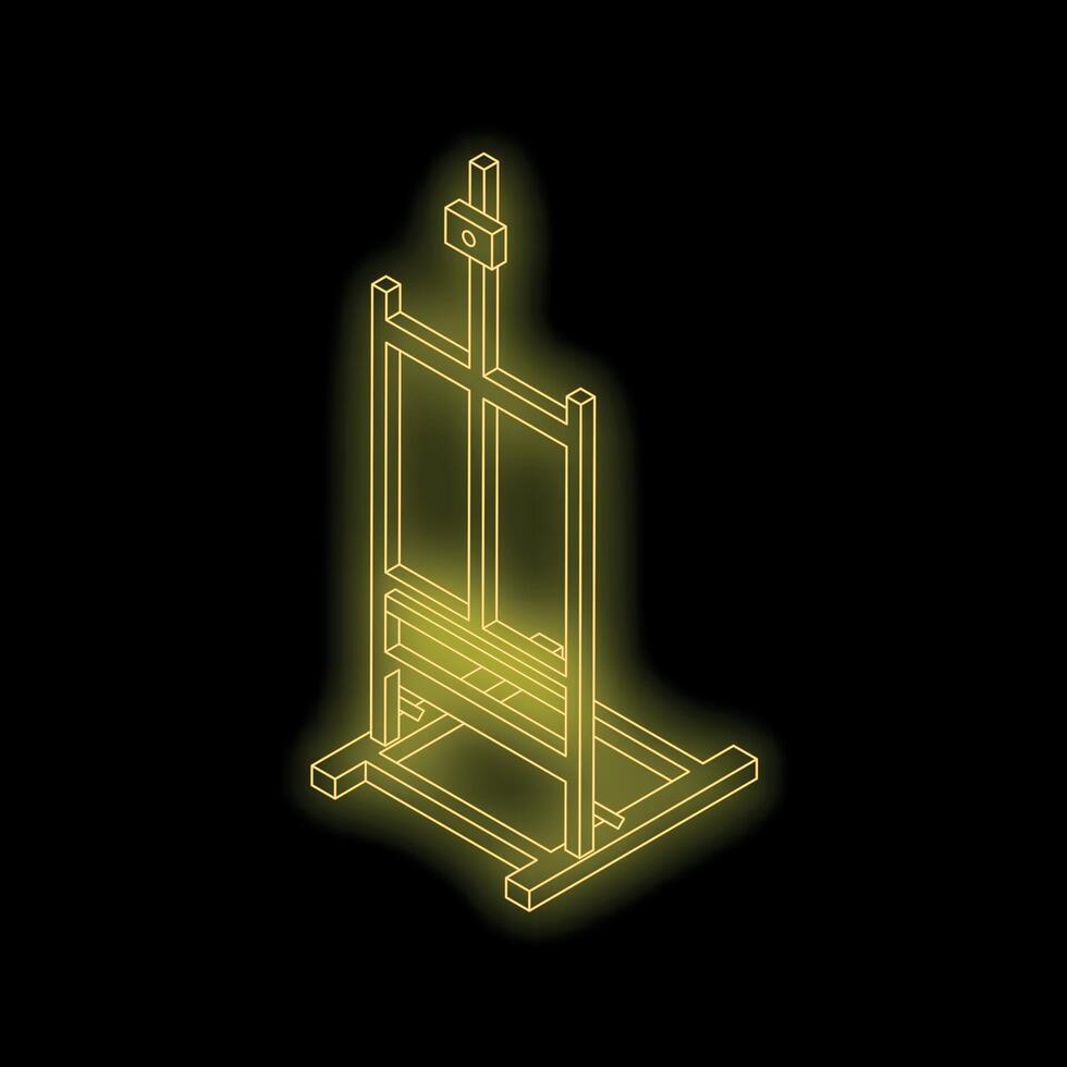 Yellow neon easel glowing on black background vector