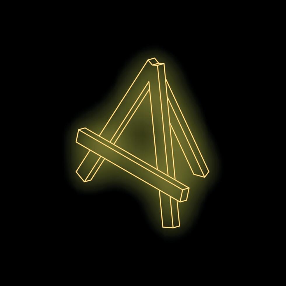 Neon yellow easel sign glowing on black background vector
