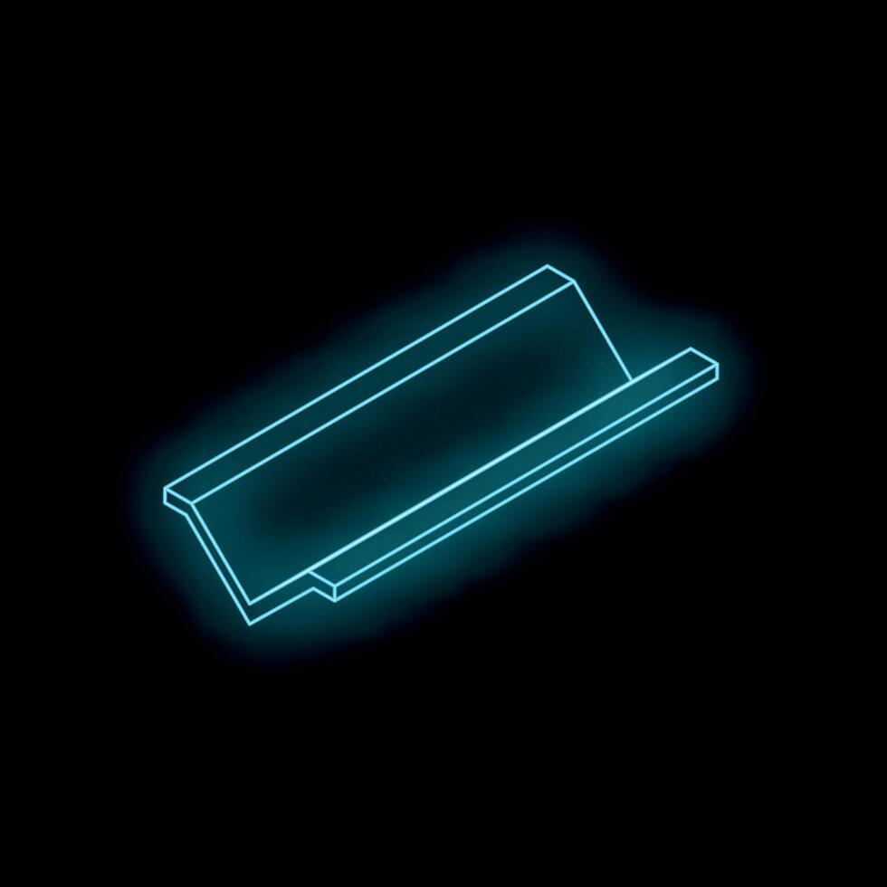 Neon blue glowing metal beam construction element icon vector