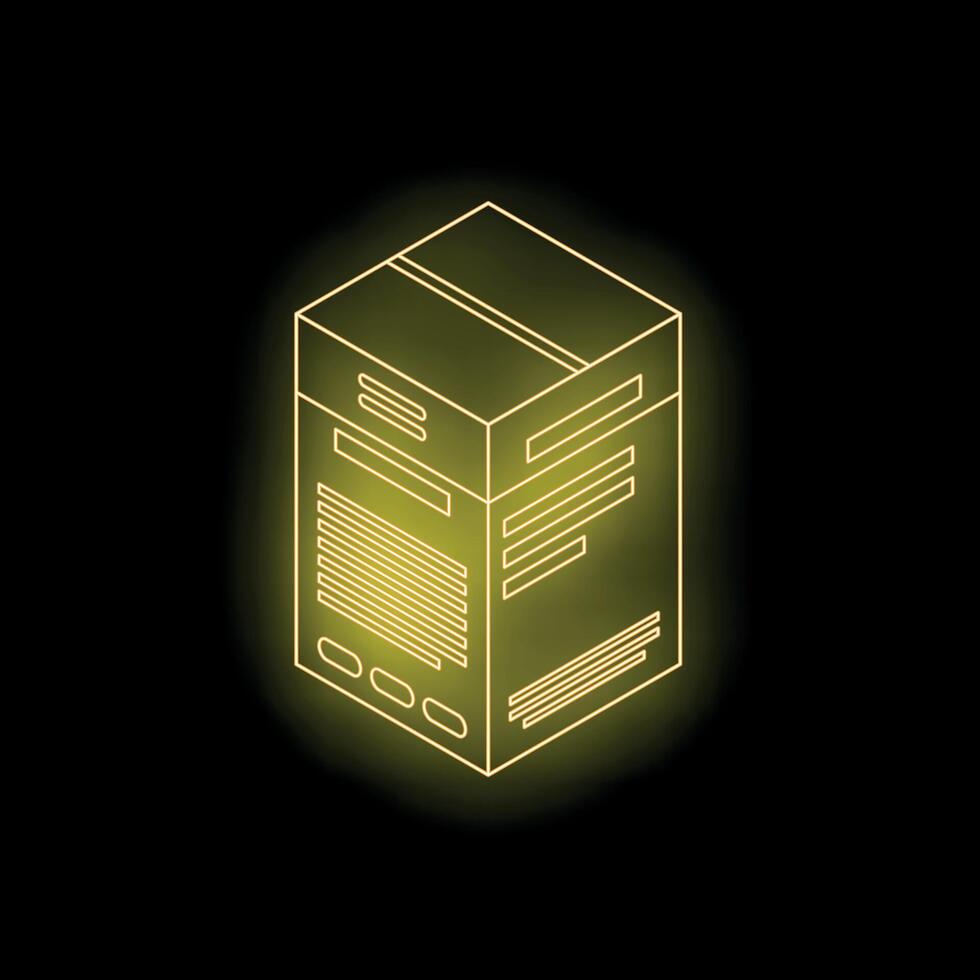 Neon yellow product cardboard box packaging mockup vector