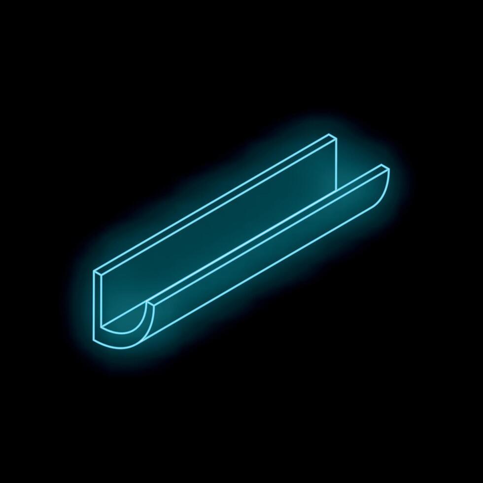 Glowing neon icon of gutter for rainwater drainage system vector