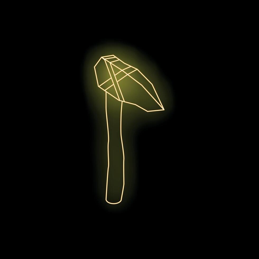 Neon yellow hammer glowing on black background vector
