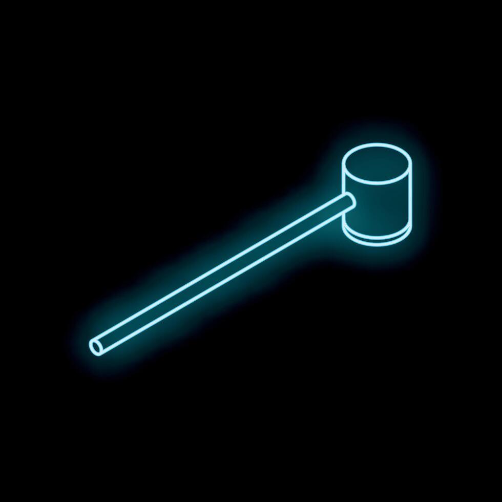 Blue neon judge gavel giving verdict on black background vector