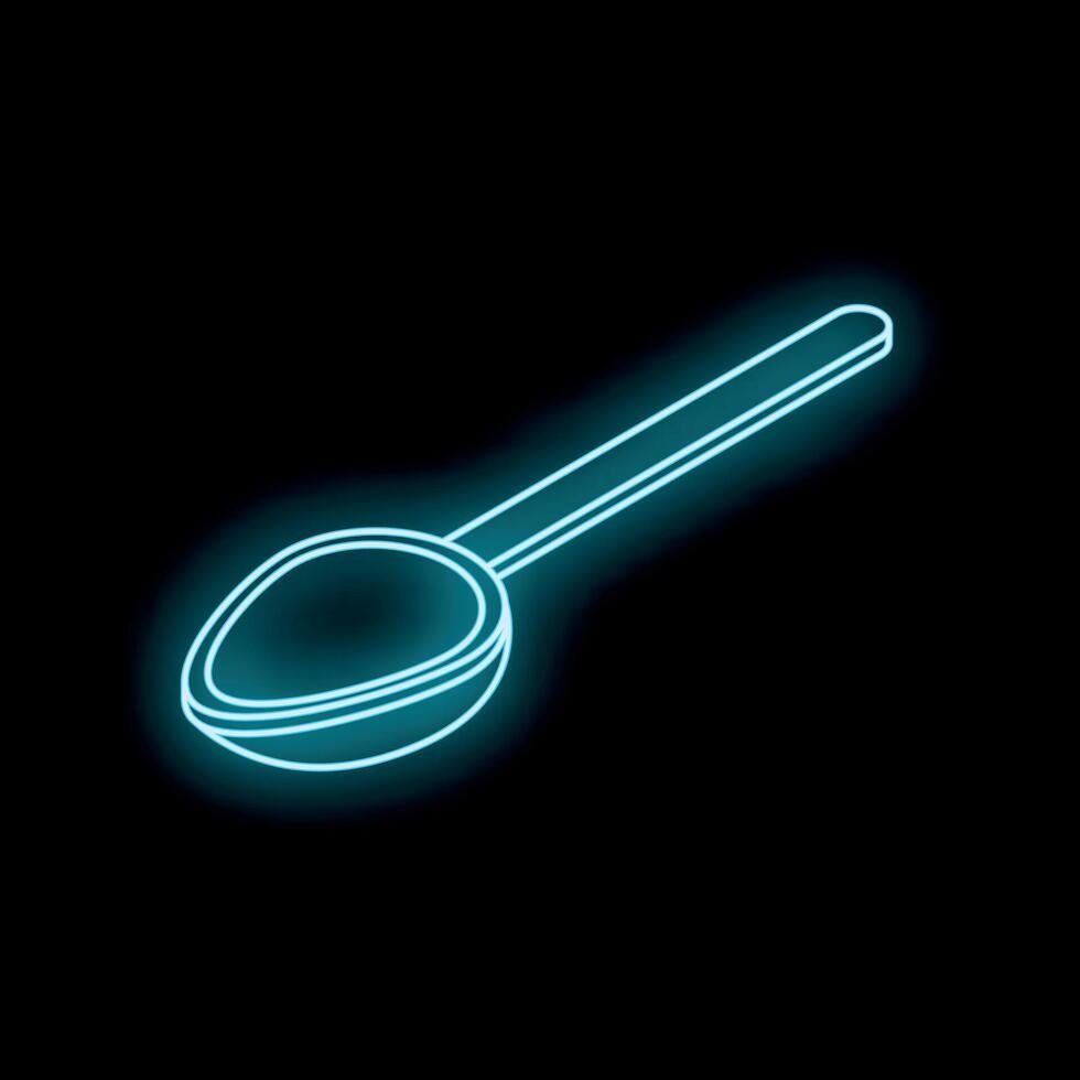 Blue neon spoon glowing on black background vector