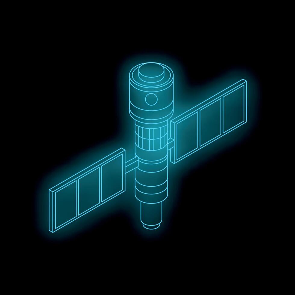 Glowing blue spaceship floating through space vector