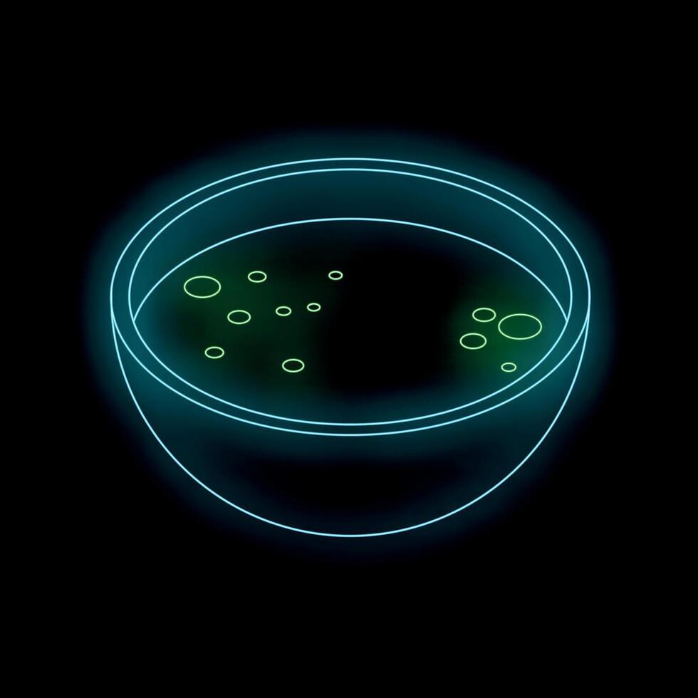 Neon green soup glowing on black background vector