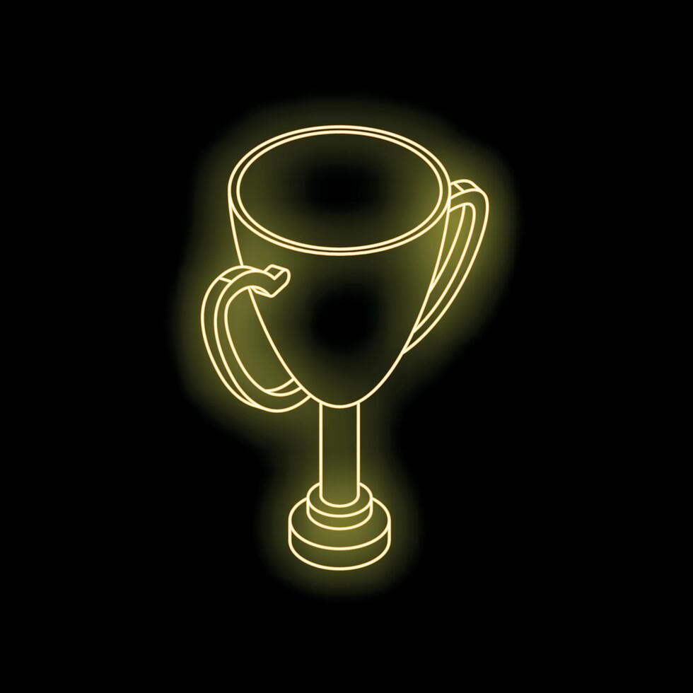 Golden trophy cup glowing on a dark background representing victory vector