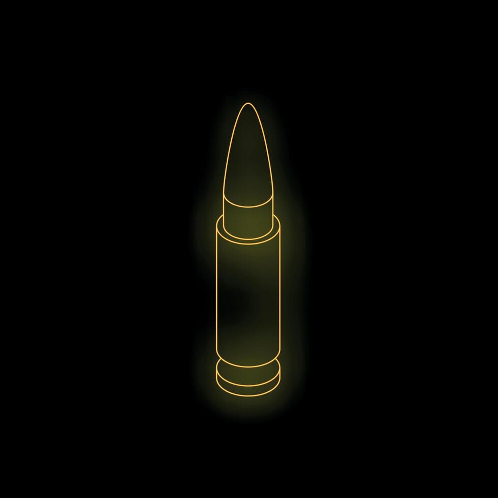 Yellow neon bullet glowing on black background vector