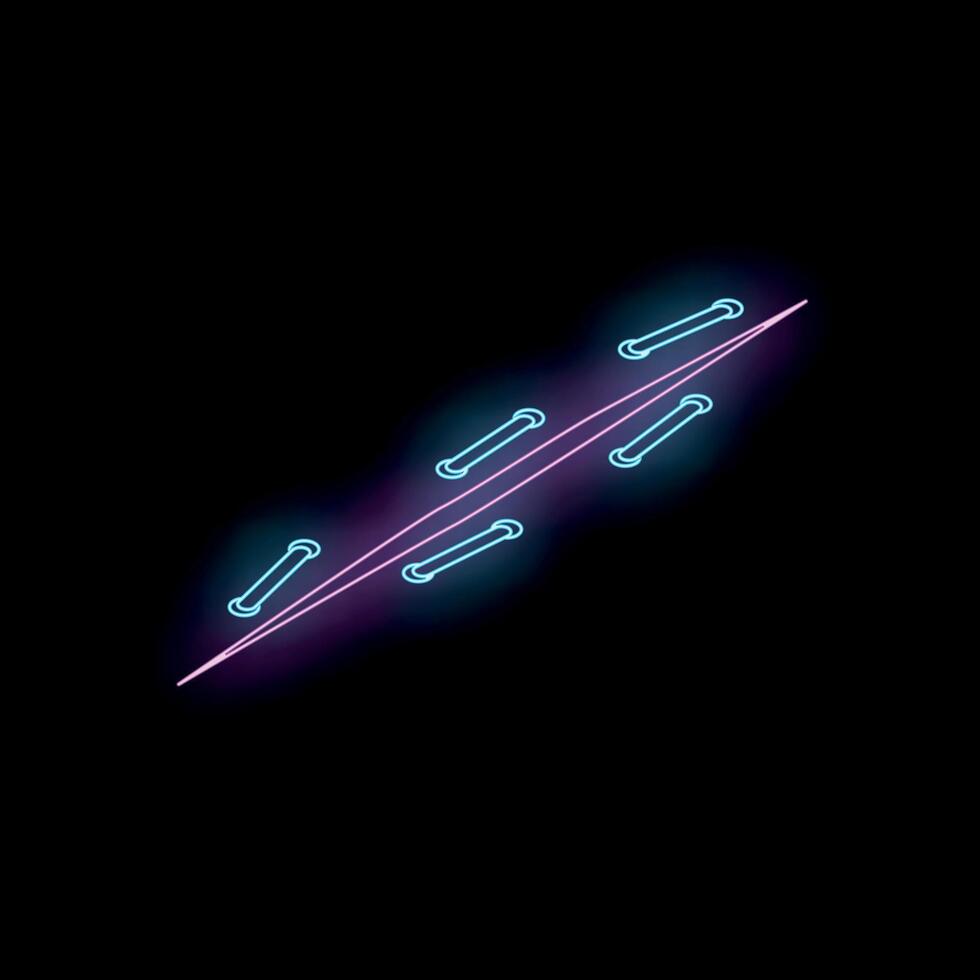 Neon sign showing a surgical suture on black background vector